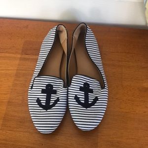 J-Crew Seersucker Anchor Flats Size 8